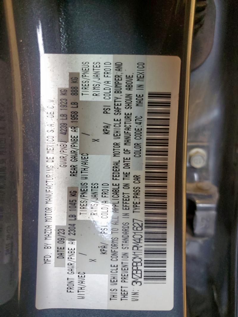 2024 MAZDA 3 PREFERRE 3MZBPBCM1RM401627