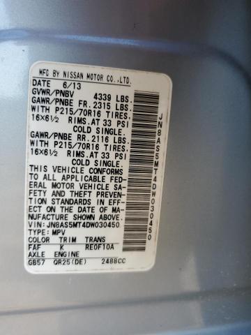 2013 NISSAN ROGUE S - JN8AS5MT4DW030450