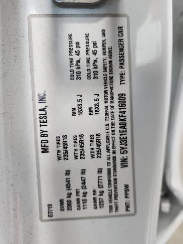 2019 TESLA MODEL 3 5YJ3E1EA0KF416009