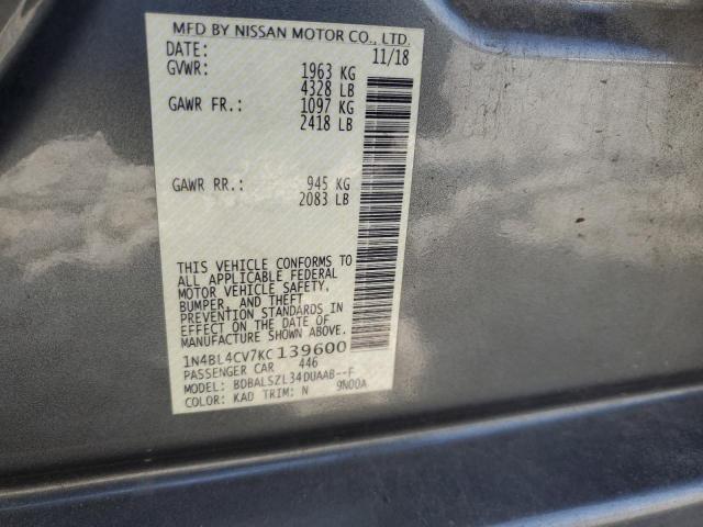 2019 NISSAN ALTIMA SR - 1N4BL4CV7KC139600