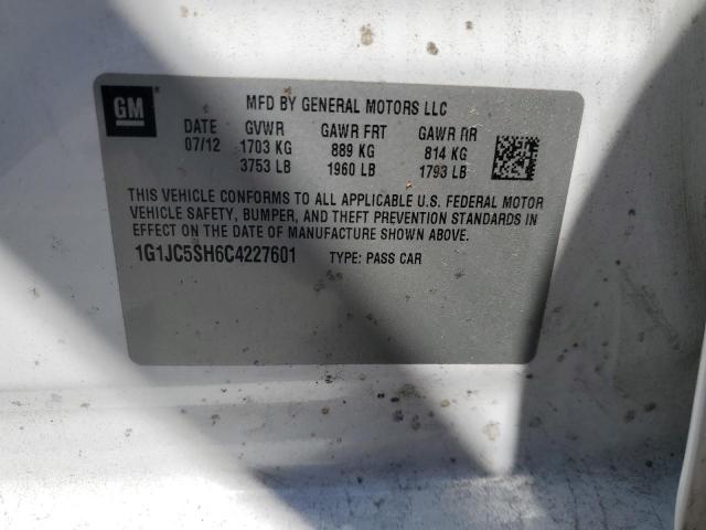 2012 CHEVROLET SONIC LT - 1G1JC5SH6C4227601