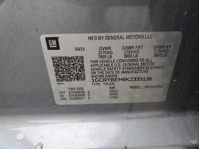 2019 CHEVROLET SILVERADO - 1GCRYBEH9KZ335136