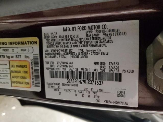 2017 FORD FUSION SE 3FA6P0H79HR371537