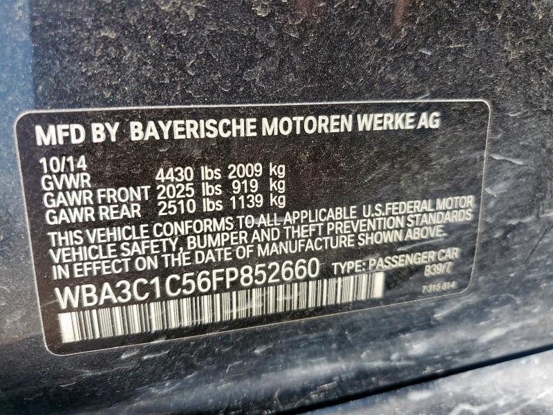 2015 BMW 328 I SULE WBA3C1C56FP852660
