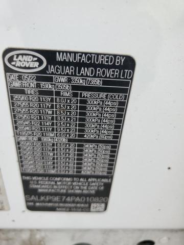 2023 LAND ROVER RANGE ROVE SALKP9E74PA010820