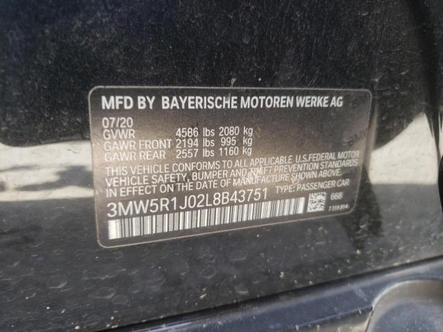 2020 BMW 330I 3MW5R1J02L8B43751