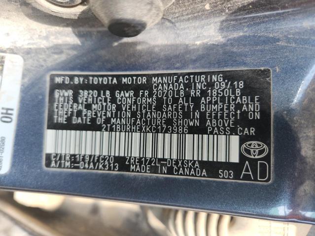2019 TOYOTA COROLLA L - 2T1BURHEXKC173986