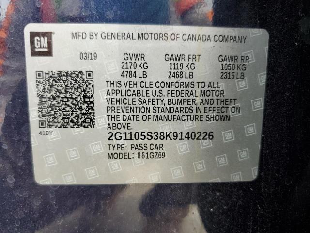 2019 CHEVROLET IMPALA PRE 2G1105S38K9140226