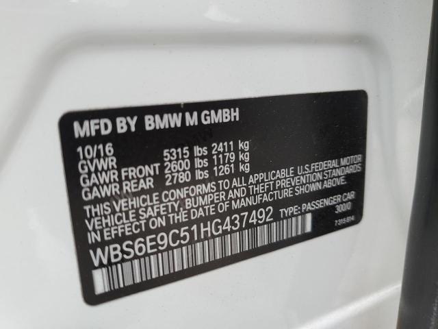 2017 BMW M6 GRAN CO WBS6E9C51HG437492