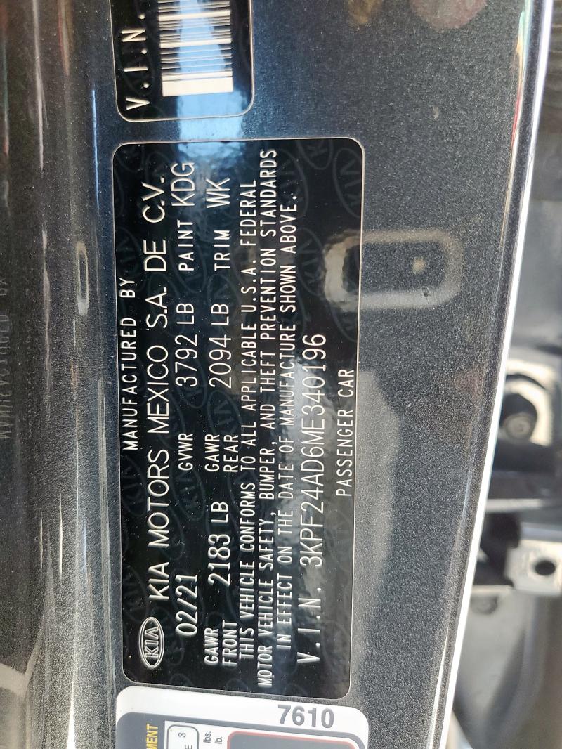 2021 KIA FORTE FE - 3KPF24AD6ME340196
