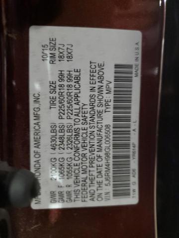 2016 HONDA CR-V TOURI 5J6RM4H98GL006508