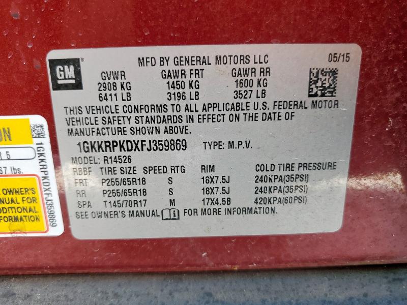 2015 GMC ACADIA SLE 1GKKRPKDXFJ359869