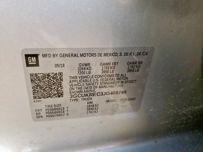 2018 CHEVROLET SILVERADO - 3GCUKREC3JG408749