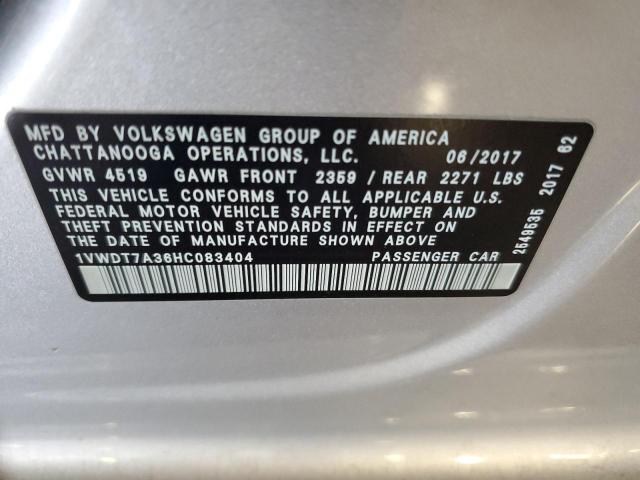 2017 VOLKSWAGEN PASSAT R-L 1VWDT7A36HC083404