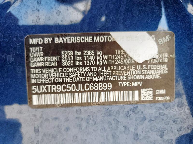 2018 BMW X3 XDRIVE3 5UXTR9C50JLC68899
