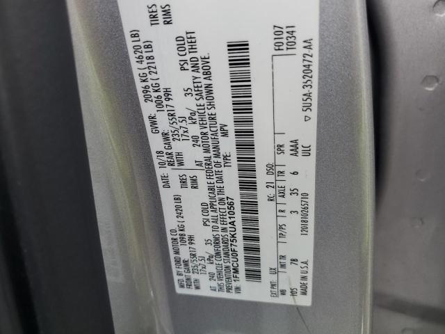 2019 FORD ESCAPE S 1FMCU0F75KUA10567