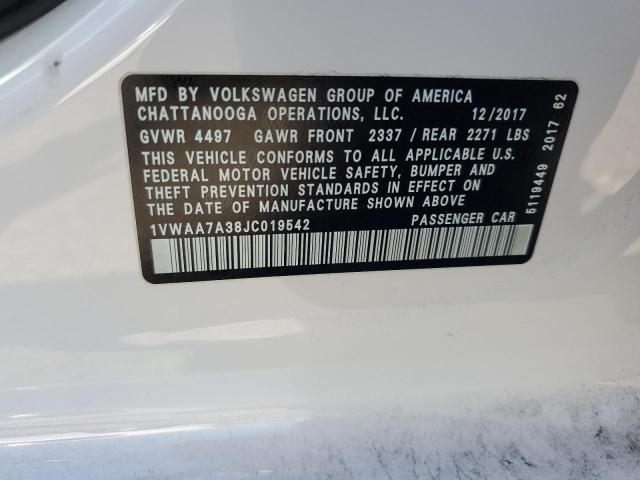 2018 VOLKSWAGEN PASSAT S - 1VWAA7A38JC019542