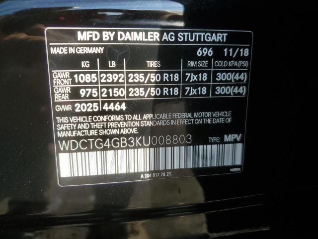 2019 MERCEDES-BENZ GLA 250 4M WDCTG4GB3KU008803