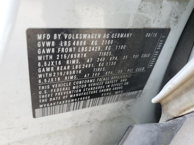 2016 VOLKSWAGEN TIGUAN S WVGAV7AX9GW529699