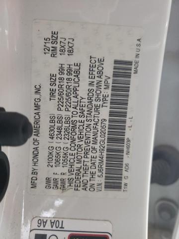 2016 HONDA CR-V TOURI 5J6RM4H92GL020579
