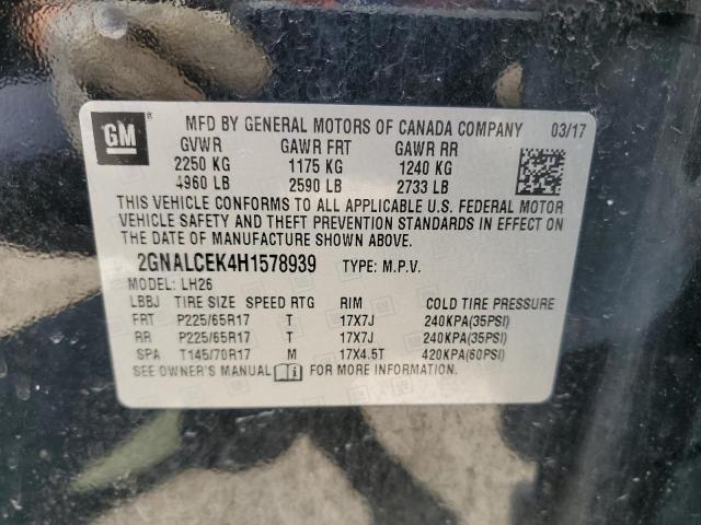 2017 CHEVROLET EQUINOX LT 2GNALCEK4H1578939