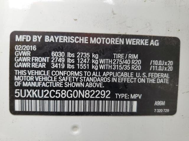 2016 BMW X6 XDRIVE3 5UXKU2C58G0N82292