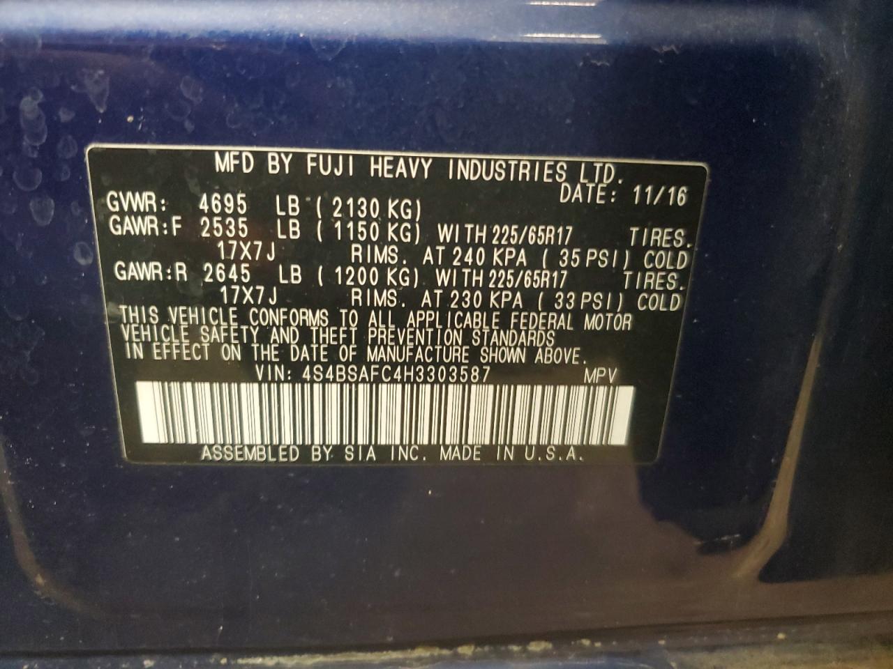 SUBARU OUTBACK 2.5I PREMIUM