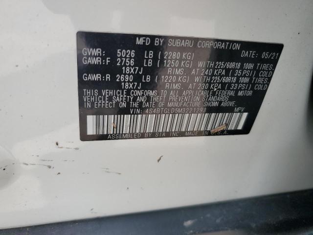 2021 SUBARU OUTBACK ON 4S4BTGLD5M3221293