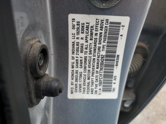 2019 HONDA CIVIC EXL 19XFC1F77KE004262