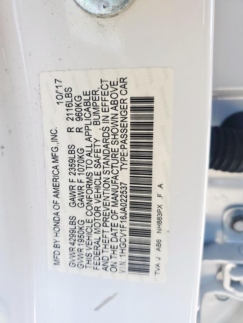 2018 HONDA ACCORD LX 1HGCV1F16JA022537