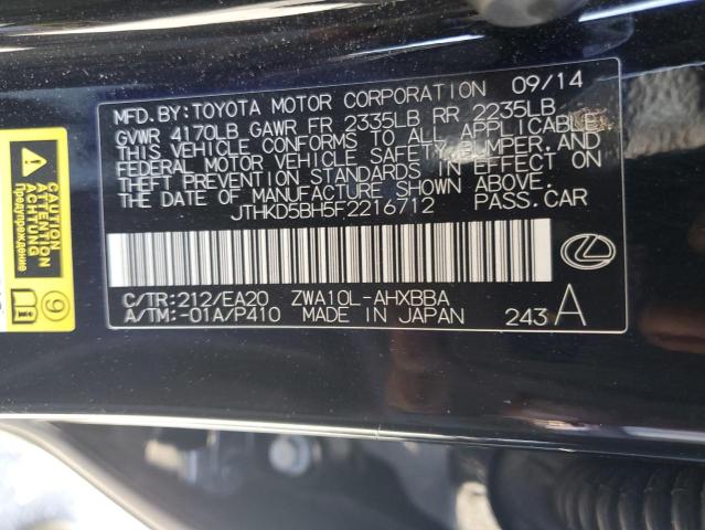 2015 LEXUS CT 200 JTHKD5BH5F2216712