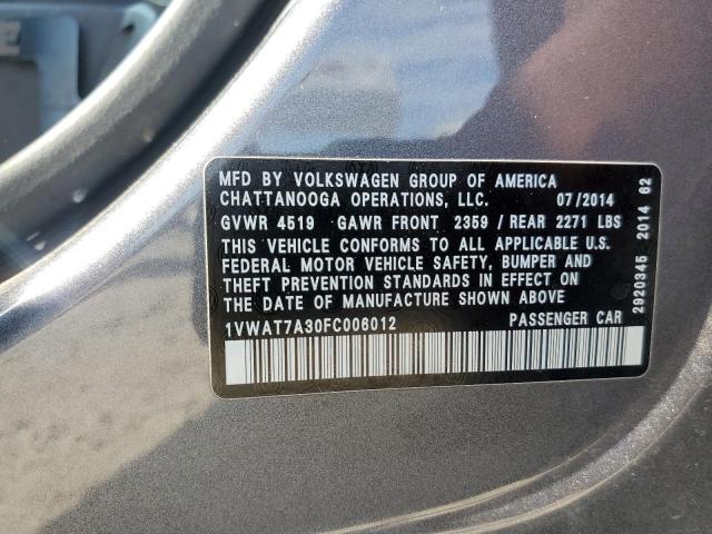 2015 VOLKSWAGEN PASSAT S - 1VWAT7A30FC006012