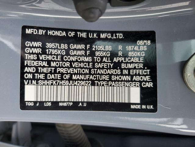 2018 HONDA CIVIC EX - SHHFK7H59JU429622