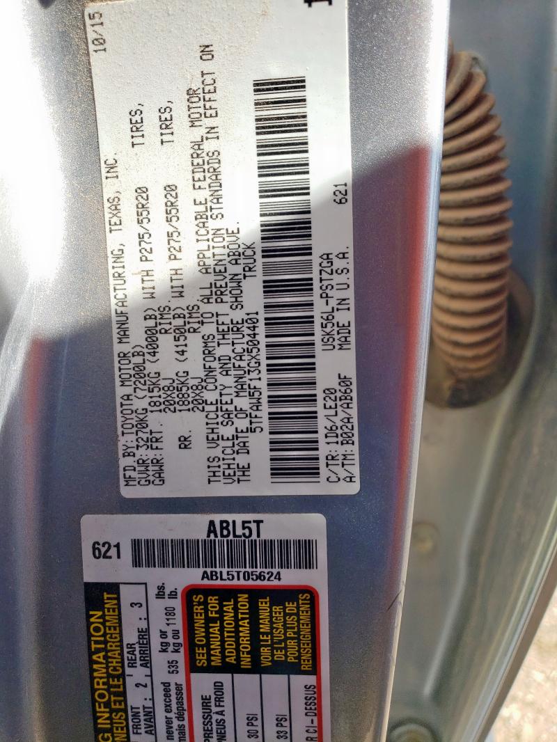 2016 TOYOTA TUNDRA CRE - 5TFAW5F13GX504401
