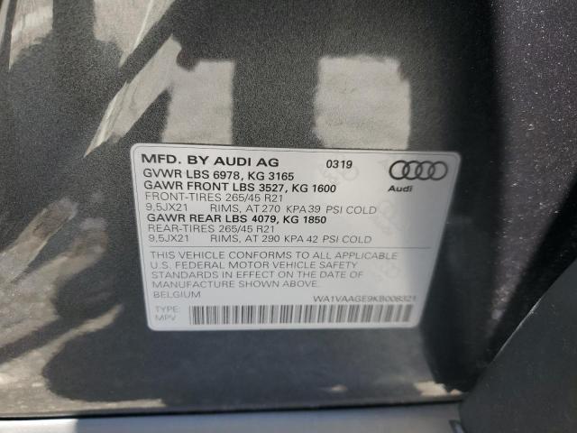 2019 AUDI E-TRON PRE WA1VAAGE9KB008321