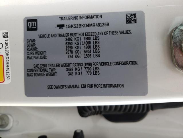 2021 GMC YUKON SLT 1GKS2BKD4MR481259