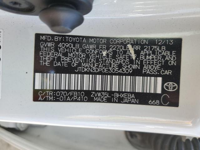 2014 TOYOTA PRIUS PLUG - JTDKN3DP0E3054309