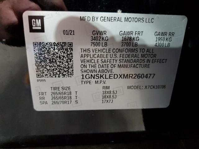 2021 CHEVROLET TAHOE K1500 1GNSKLEDXMR260477