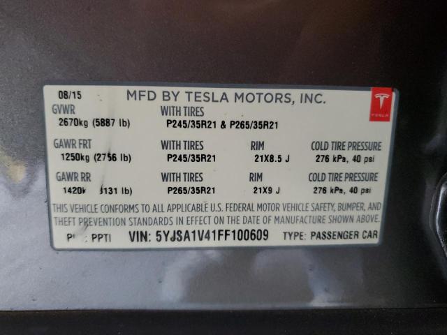 2015 TESLA MODEL S P9 5YJSA1V41FF100609