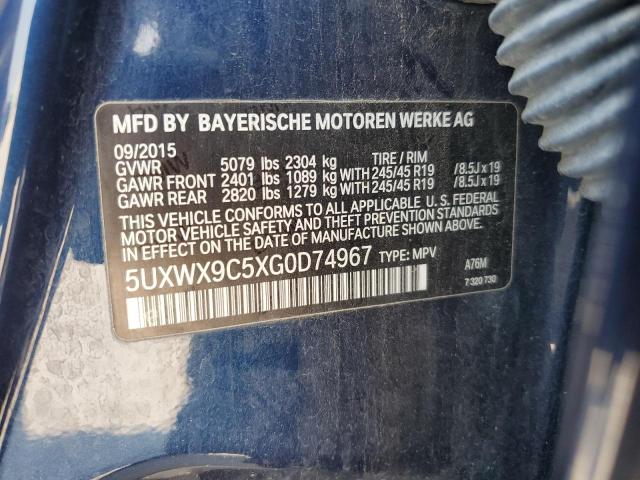 2016 BMW X3 XDRIVE2 5UXWX9C5XG0D74967