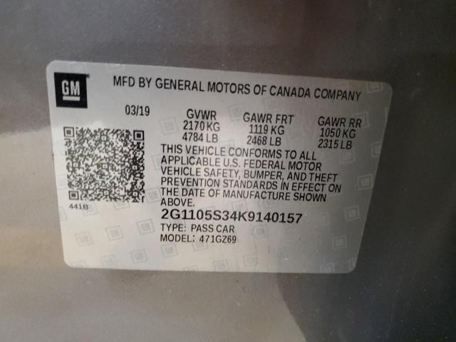 2019 CHEVROLET IMPALA PRE 2G1105S34K9140157