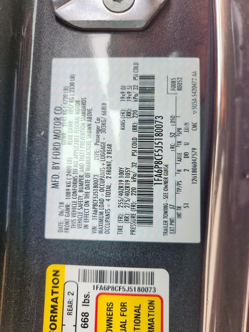 2018 FORD MUSTANG GT - 1FA6P8CF5J5180073