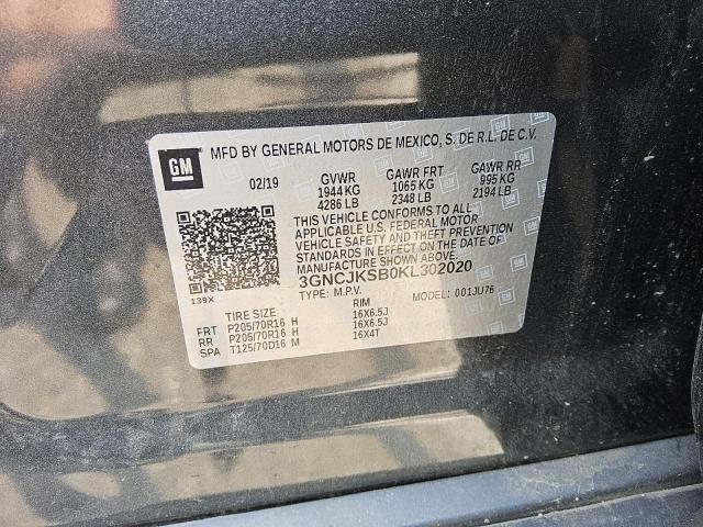 2019 CHEVROLET TRAX LS 3GNCJKSB0KL302020