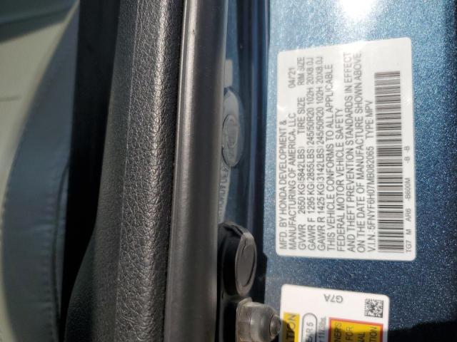 2021 HONDA PILOT ELIT 5FNYF6H07MB082065