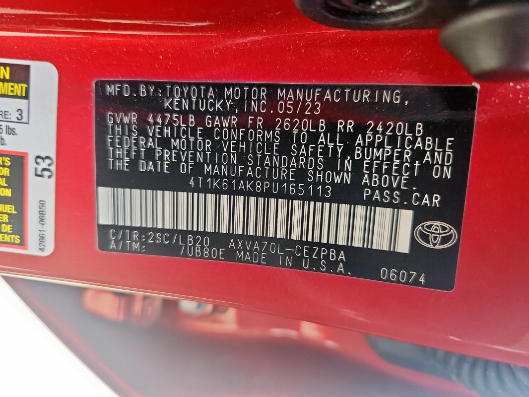 2023 TOYOTA CAMRY XSE 4T1K61AK8PU165113
