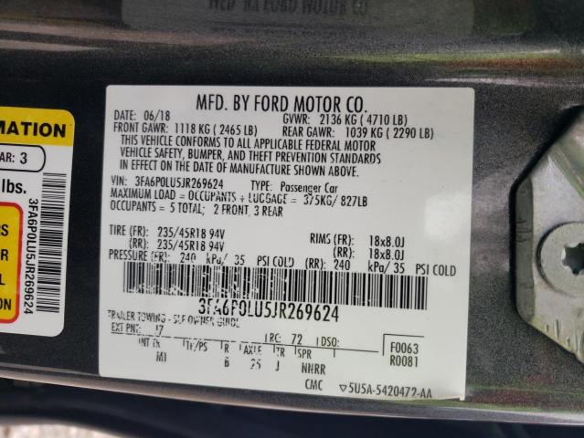 2018 FORD FUSION SE - 3FA6P0LU5JR269624
