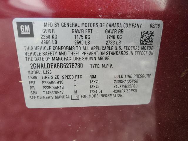 2016 CHEVROLET EQUINOX LT - 2GNALDEK6G6278780