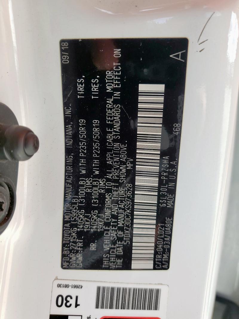2019 TOYOTA SIENNA SE 5TDXZ3DC7KS973628