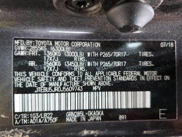 2018 TOYOTA 4RUNNER SR - JTEBU5JR0J5609743