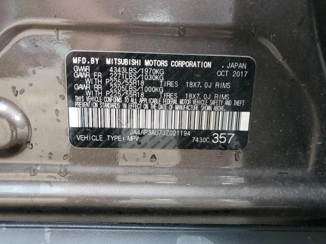 2018 MITSUBISHI OUTLANDER JA4AP3AU7JZ021194